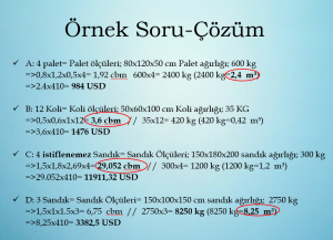 ücrete esas ağırlık hesaplama nasıl yapılır